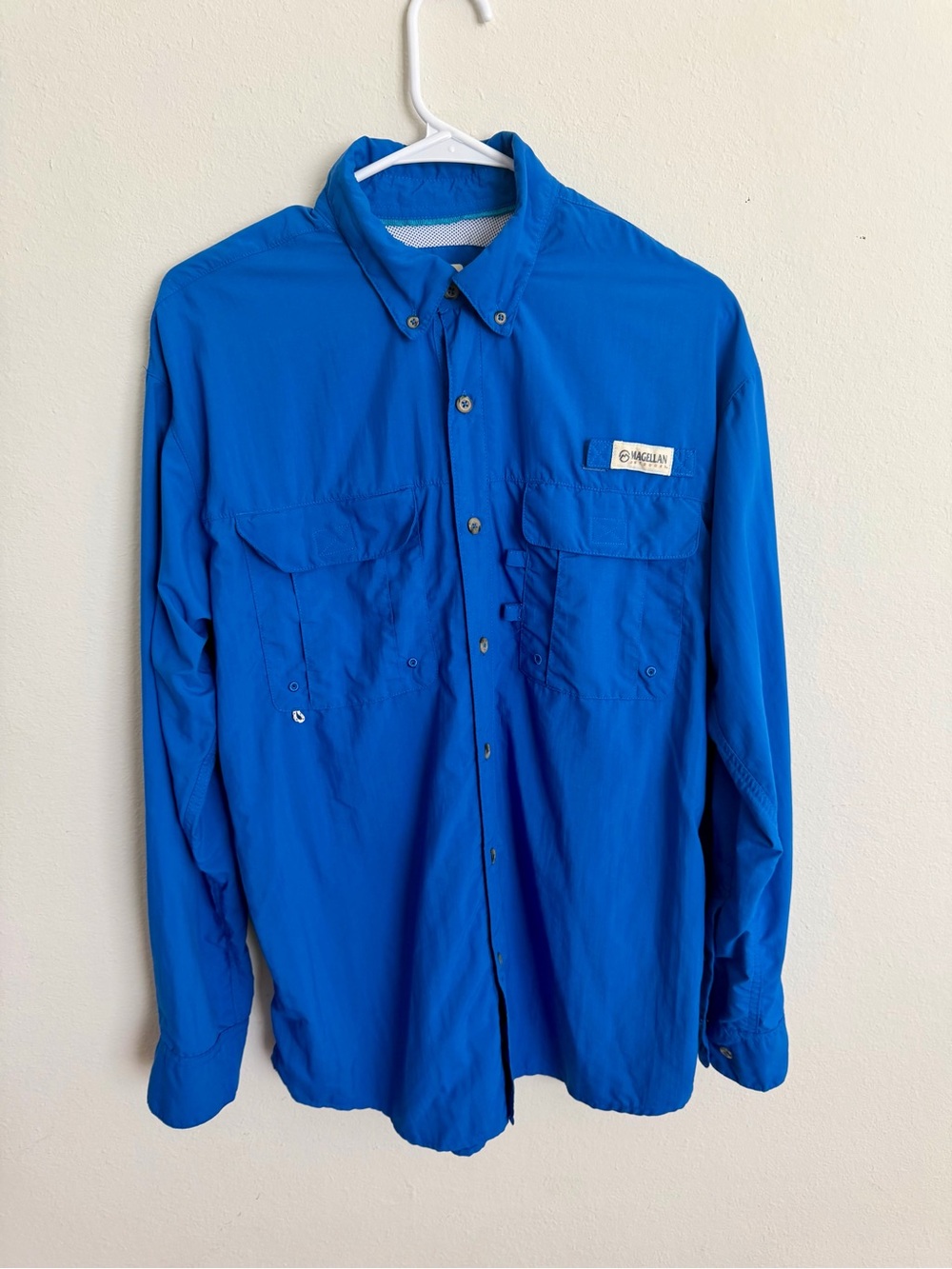 Magellan Long-Sleeve Blue Fishing Shirt Small